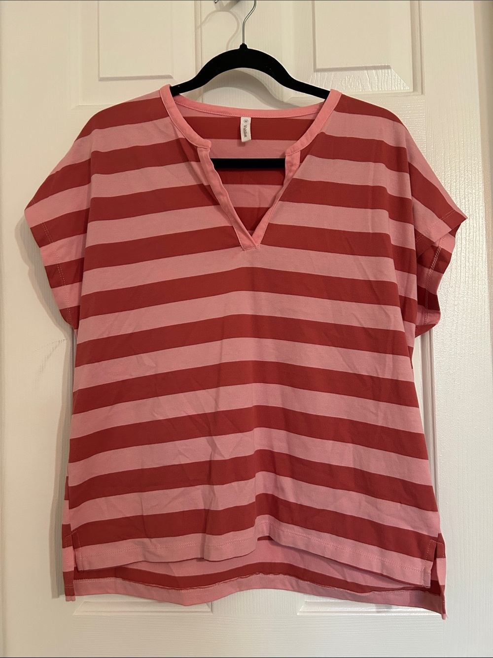 Wishlist Pink and Red Striped V-Neck Tunic 100% Cotton